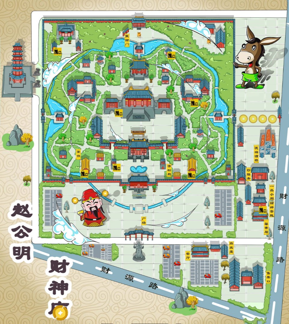 齐齐哈尔寺庙类手绘地图